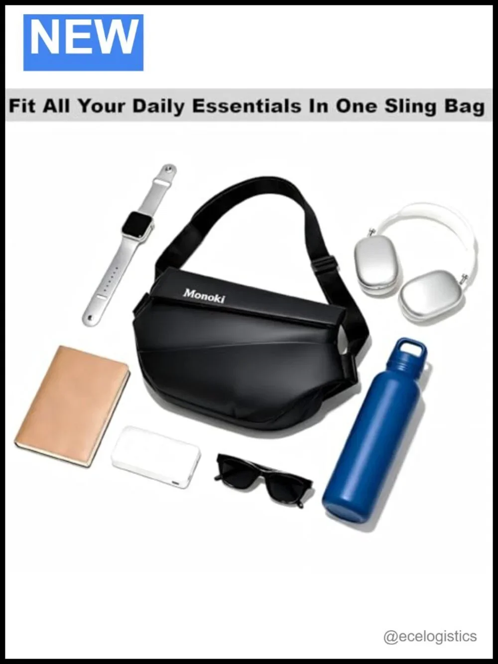 Waterproof Crossbody Sling Bag with Adjustable Strap, Large Capacity Travel